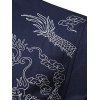 Chemise Décontractée Dragon Chinois Brodé Boutonnée à Manches Longues - Cadetblue XL