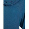 Cowl Neck Knit Top Draped Solid Color Pockets Bat Sleeve Casual Knitwear - DEEP BLUE 3XL