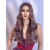 26 Inch Long Wavy Middle Part Capless Synthetic Wig - DEEP COFFEE 26INCH