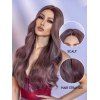 26 Inch Long Wavy Middle Part Capless Synthetic Wig - DEEP COFFEE 26INCH