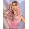 Long Middle Part Ombre Wavy Synthetic Lace Front Party Wig - LIGHT PINK 22INCH