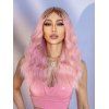 Long Middle Part Ombre Wavy Synthetic Lace Front Party Wig - LIGHT PINK 22INCH