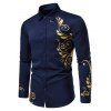Contrast Flower Totem Print Shirt Turn Down Collar Button Down Long Sleeve Casual Shirt - CADETBLUE S