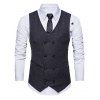 Gilet Vintage en Tweed à Double Boutonnage avec Poches - Noir XL