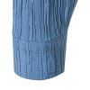 Chemise Texturée Rayée Boutonnée Manches Longues à Col Relevé - Bleu XL
