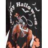 T-shirt D'Halloween à Imprimé Chauve-souris Squelette et Cheval à Manches Raglan en PU et Pantalon Zippé - multicolor S