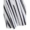 Mini Robe de Chemise Tunique Rayée Contrastée à Manches Courtes - Blanc L