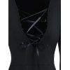 Gothic Dress Lace Up High Slit Maxi Dress Ripped Handkerchief Bell Sleeve Long Dress - BLACK XXXL