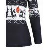 T-shirt D'Halloween Tricoté Graphique Citrouille Sorcière à Epaule Dénudée à Manches Longues - Noir S
