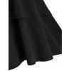 Mock Button Layered Corset Style High Low Suspender Skirt - BLACK S