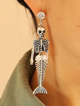 Boucles D'Oreilles D'Halloween Squelette Pendantes en Perle Artificielle