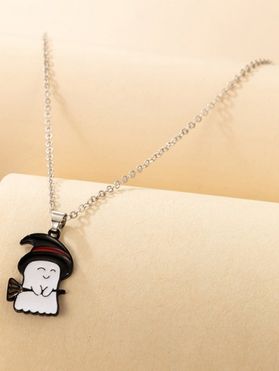 Halloween Cartoon Ghost Witch Pendant Chain Necklace