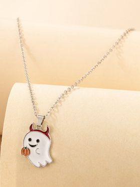 Halloween Cute Ghost Pumpkin Pendant Chain Necklace
