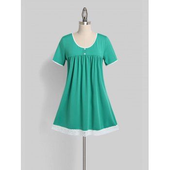 

Plus Size Lace Panel Straight Mini Dress, Green