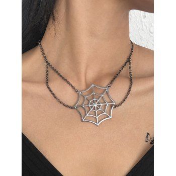 

Spider Web Necklace Gothic Halloween Necklace, Silver