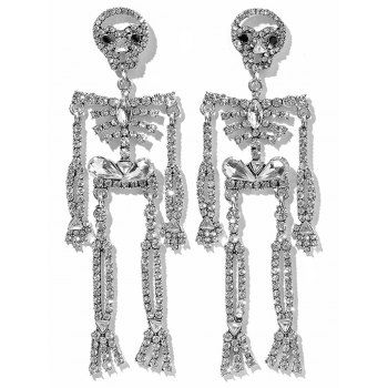 

Rhinestone Artificial Crystal Skeleton Drop Earrings, Silver