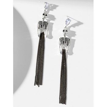 

Halloween Drop Earrings Skeleton Tassel Gothic Earrings, Silver