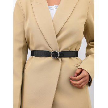 

Adjustable O Ring Buckle PU Waist Belt, Black