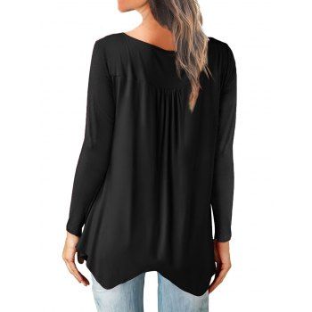 

Half Button Asymmetric Solid Tee, Black