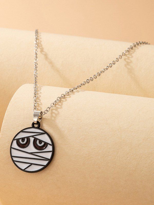 Cute Mummy Pendant Halloween Chain Necklace - SILVER 