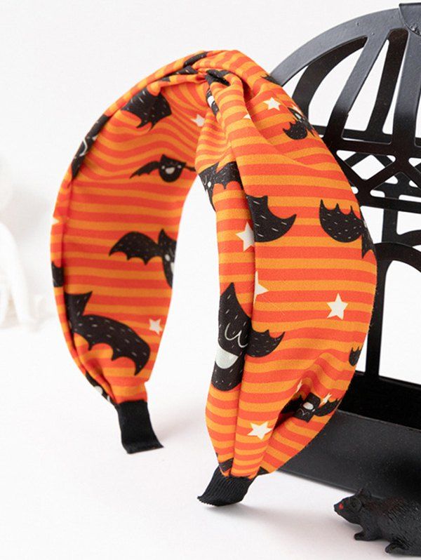 Halloween Hairband Twisted Striped Bat Print Cosplay Party Hairband - DARK ORANGE 