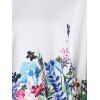 Sweat-shirt Décontracté à Imprimé Fleur Feuille Manches Longues à Col Rond - Blanc XXL