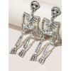 Boucles D'Oreilles Pendantes D'Halloween Squelette avec Strass en Cristal Artificiel - Argent 1 PAIR