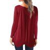 Half Button Asymmetric Solid Tee - RED WINE S
