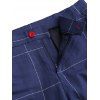 Pantalon Décontracté Long à Carreaux Imprimé Partout avec Bouton à Braguette Zippée - Bleu M
