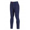 Pantalon Décontracté Long à Carreaux Imprimé Partout avec Bouton à Braguette Zippée - Bleu M