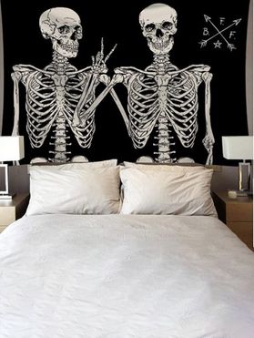 Gothic Skeleton Print Hanging Wall Home Decor Halloween Tapestry