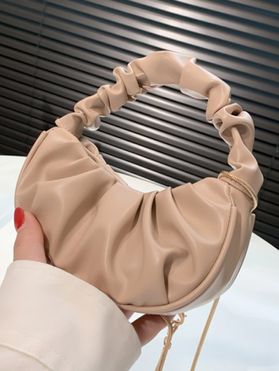 Cute Ruched Cloud Bag Magnetic Closure PU Handbag Chain Crossbody Bag