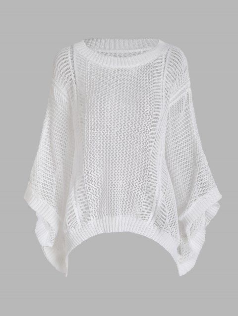 See Thru Crochet Pullover Sweater Batwing Sleeve Sweater Loose Crew Neck Sweater
