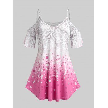 

Plus Size Cold Shoulder Ombre Color Tee, Light pink