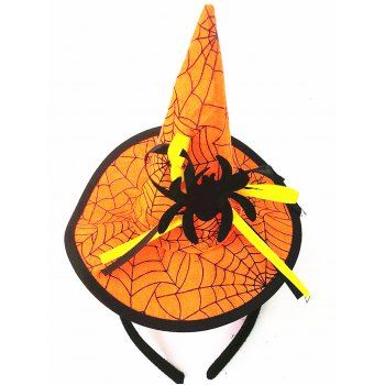 

Halloween Hairband Witch Hat Pumpkin Spider Web Cosplay Party Hairband, Dark orange