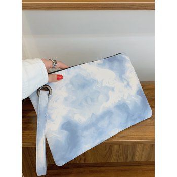 

Dip Dye Print PU Zipper Clutch Bag, Denim blue