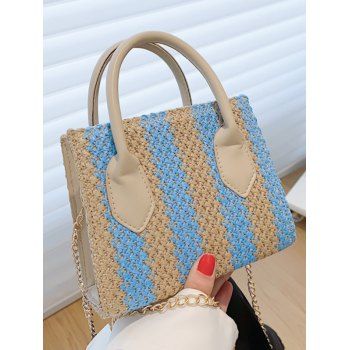 

Colorblock Zipper Handbag Chain Crossbody Bag, Deep sky blue