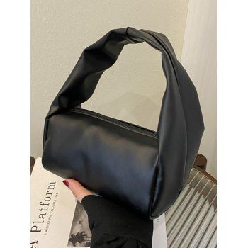 

PU Solid Color Cylinder Handbag, Black