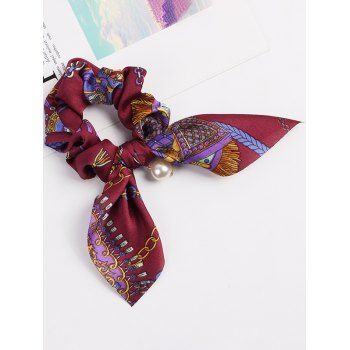 

Bohemian Knotted Faux Pearl Printed Scrunchie, Deep red