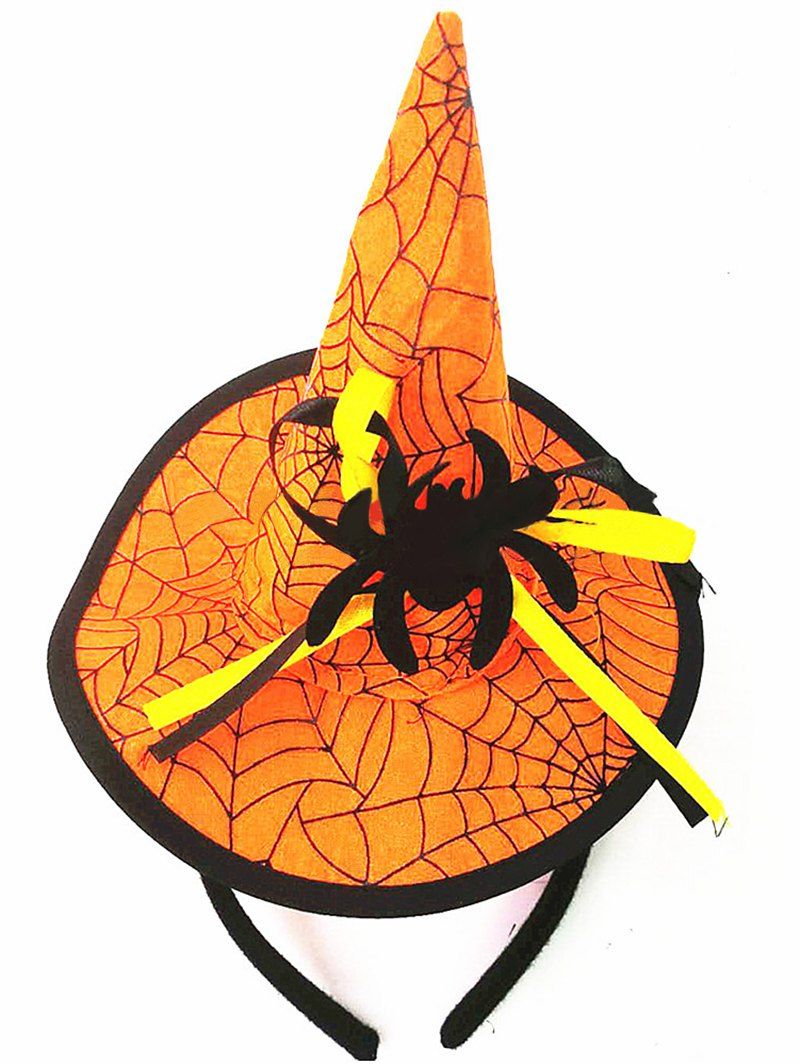 Bandeau D'Halloween Cosplay Toile D'Araignée Citrouille et Chapeau de Sorcière - Orange Foncé 