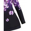 Ombre Flower Print Hoodie Drawstring Kangaroo Pocket Long Sleeve Pullover Hoodie - PURPLE 3XL