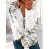Leaf Print Sweatshirt Half Zipper Sweatshirt Long Sleeve Casual Sweatshirt - WHITE XXL