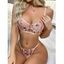 Ensemble de Soutien-gorge Fleur Brodée en Dentelle Transparente à Armature et de T-String - Rose clair M