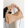 Solid Color Ruched Zipper Rectangle PU Handbag Crossbody Bag - CAMEL BROWN 