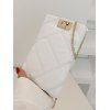Quilted Solid Color Twist Lock Chain Rectangle Crossbody Bag - WHITE 