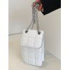 Solid Color Rhombus Topstitching Rectangle Magentic Closure PU Crossbody Bag - WHITE 