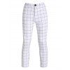 Pantalon Décontracté Long à Carreaux Imprimé à Braguette Zippée - Blanc XL