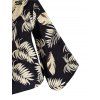 Skew Collar Blouse Tropical Leaf Print Loose Raglan Sleeve Blouse - BLACK 3XL
