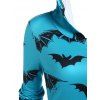 Allover Bat Print Halloween Hoodie High Low Longline Hoodie - BLACK XXXL