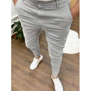 

Heather Pants Casual Pants Pockets Zipper Fly Long Pants, Light gray